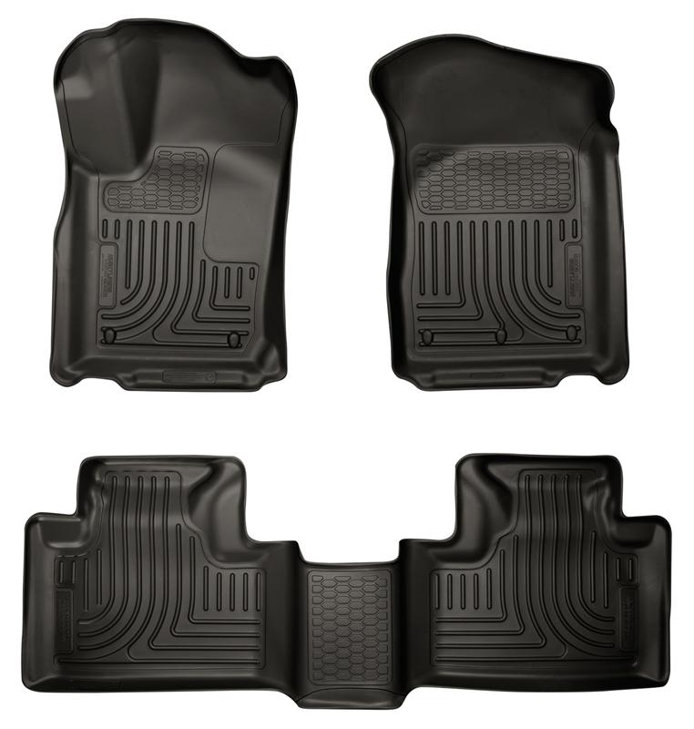 Dodge Durango Floor Liners - Front + 2nd Row - Husky Liners - WeatherBeater - Black - `11-`13
